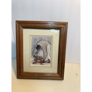 R.C. Gorman Framed Art Print Southwest Figure w/ Basket Wood Frame Matted